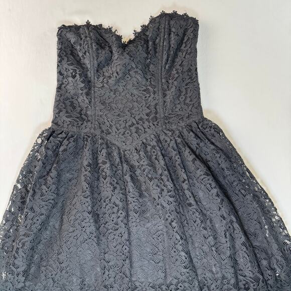 Vintage Gunne Sax by Jessica McClintock Black Lace Strapless Corset Dress xs - Picture 7 of 8